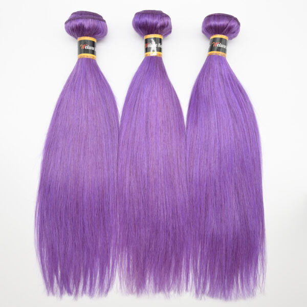 Violet Colored Brazilian Straight 3 Bundles