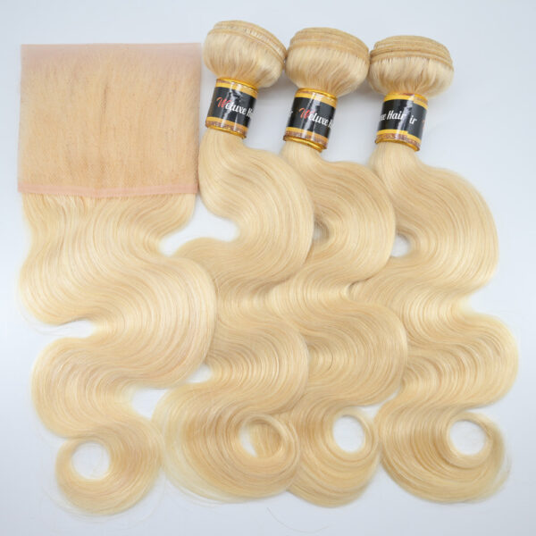 613 Blonde Body Wave 3 Bundles With Lace Frontal