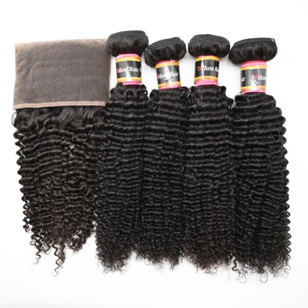 Brazilian Kinky Curly 4 Bundles With Lace Frontal