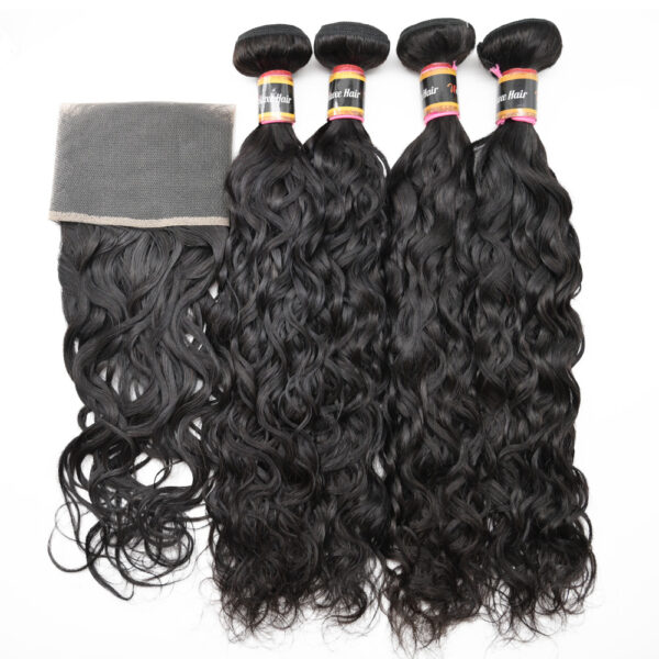 Brazilian Water Wave 4 Bundles With Lace Frontal