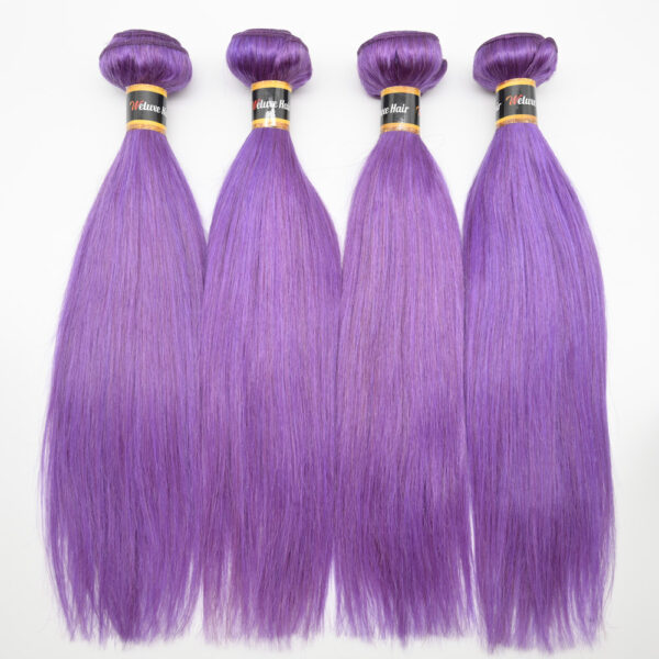 Violet Colored Brazilian Straight 4 Bundles